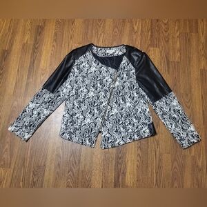 Calvin Klein Women’s XL Snakeskin Print Moto Jacket Faux Leather Zip Front Black